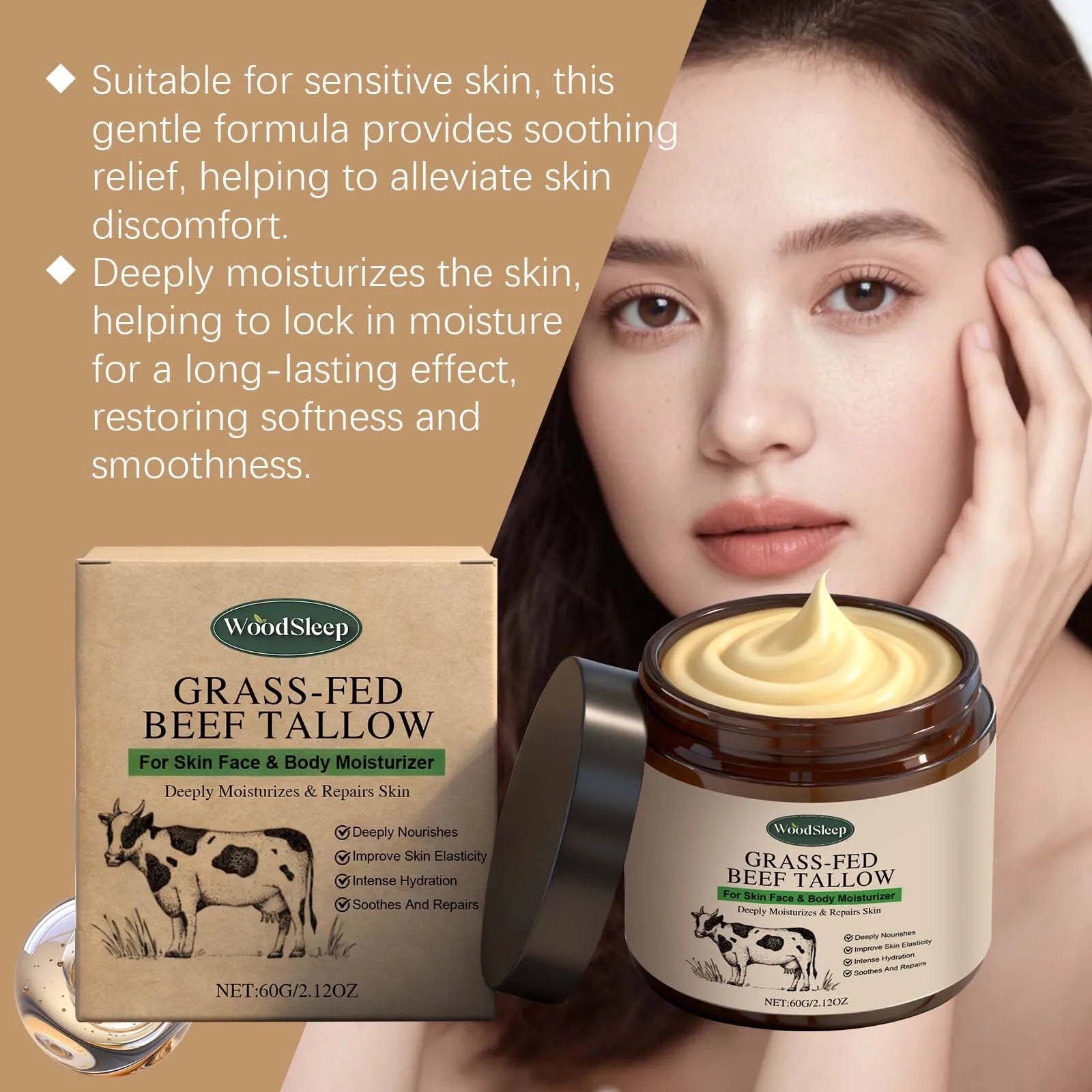 Face Body Massage Tallow Balm Natural Whipped Hydrating Lotion Brightening Skin Oil Control Shrink Pores Firming Lifting Cream