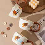 300ML Ceramic Mug Cartoon Cup Cute Puppy Pattern Coffee Cup Juice Breakfast Milk Oats Mug Yogurt Office Student Drinkware Gift