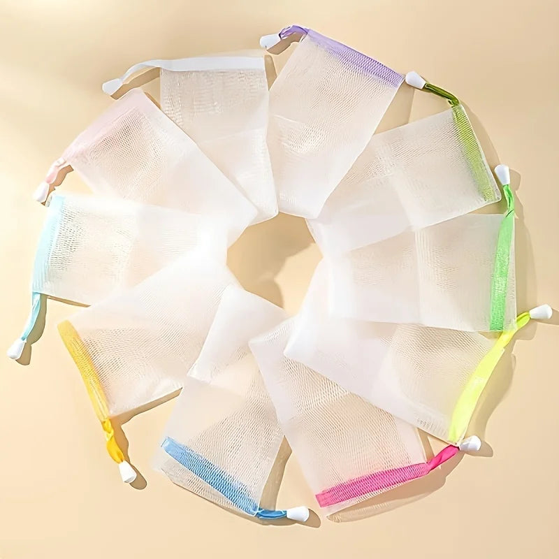 10pcs Square Soap Saver Bags, Double-Layer Durable Mesh Soap Pouches with Drawstring, Multi-Purpose Handmade Soap Bags for Body