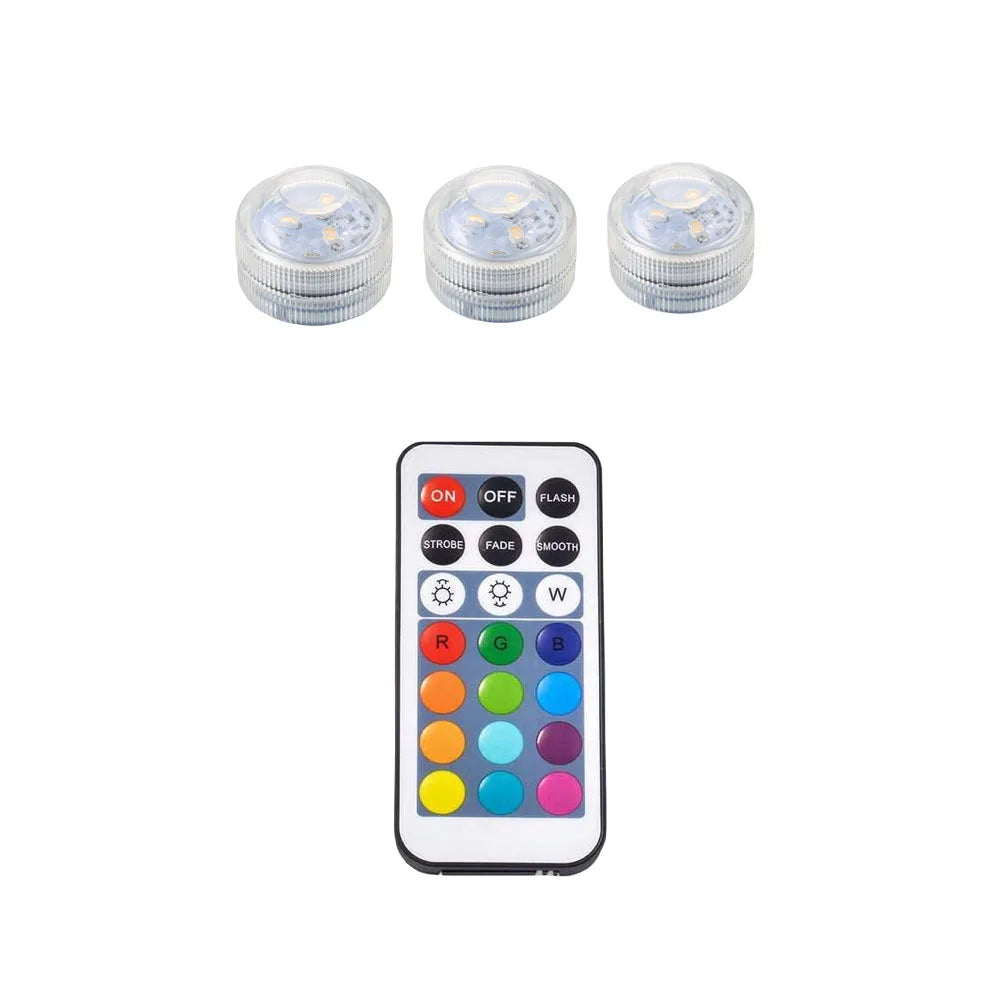 Mini Submersible LED Lights with Remote Control - Small Tea Light Underwater Light Battery Powered for Party Event Vase Fishtank