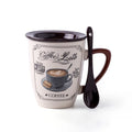 European Light Luxury Ceramic Coffee Cups High Value Vintage Large Capacity Latte Mug With Lid Spoon Home Water Cups Drinkware