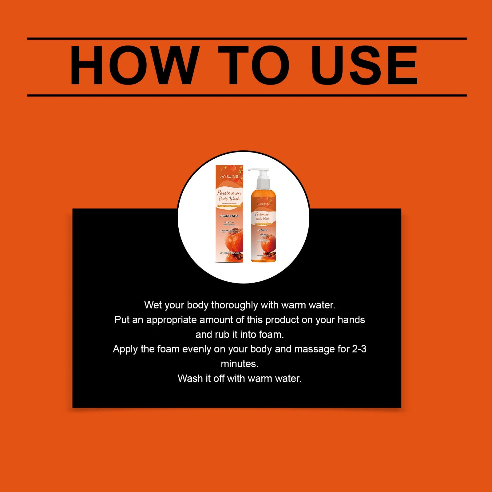 Exfoliating Persimmon Scented Shower Gel Cleanses the Body Removes Odors Dirt and Oil Leaves Skin Feeling Fresh and Smooth