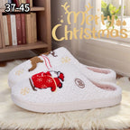 Christmas Women Slippers Cute Santa Claus Elk Winter Warm Couple Houseshoes Bedroom Flat Soft Sole Home Slippers Shoes Xmas Gift
