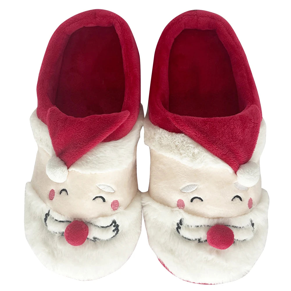 Christmas Slippers Cartoon Santa Claus Warm Slipper Anti-Slip Indoor Designer Xmas Thicken Cotton Slippers For Women Men Shoes