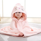 -Toddler Bathrobe Infant Bath Towel Boy Girl Blankets Swaddle With Hood Cartoon Coral Fleece Towel Blanket Newborn Kids Bedding