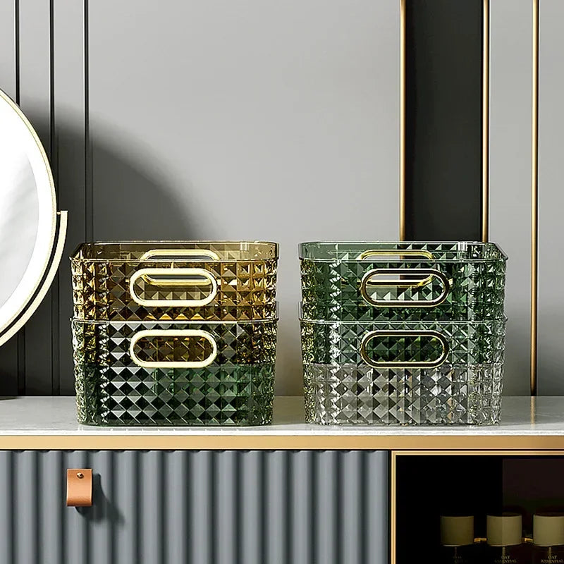 Box storage bathroom accessories Poatable With Handle Kitchen Desktop Makeup Organizers Basket Jewelry organizer Box