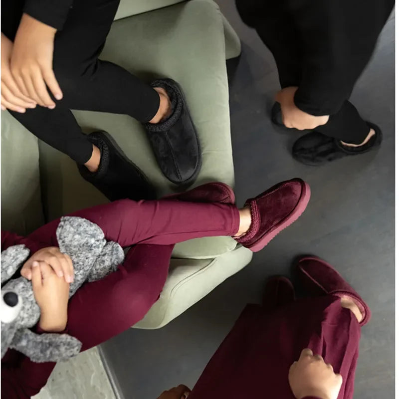 Cozy Winter Velour Slippers for Kids – Unisex House Shoes