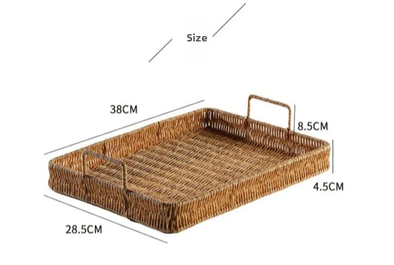 European Tea Tray Imitation Rattan Woven Fruit Tray Afternoon Tea Tray Simple Coffee Table Kitchen Household Storage Tray