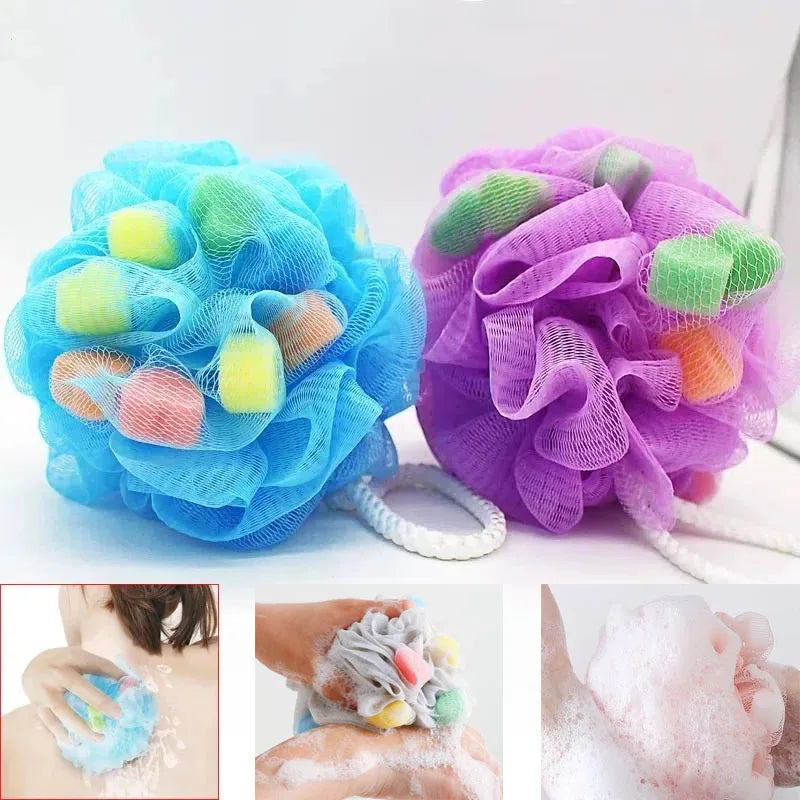 1pc Soft Bath Scrub Bath Ball Body Clean Bath Puff Bathroom Supplies Flower Shape Scrubbing Bubble Shower Mesh Sponge Back Brush