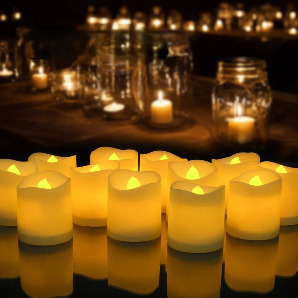 12/24Pcs Flameless LED Tea Lights Realistic Battery Operated Candles Tealights Electric Candles for Halloween Weddings Christmas