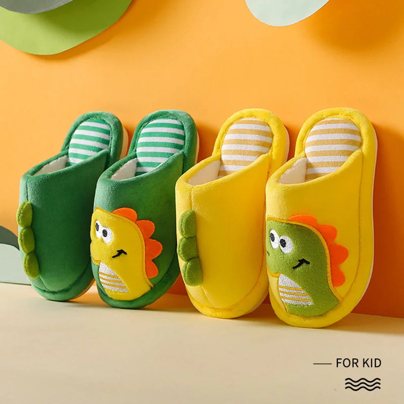 Dino Slide on Slippers for Kids – Unisex Cartoon House Shoes