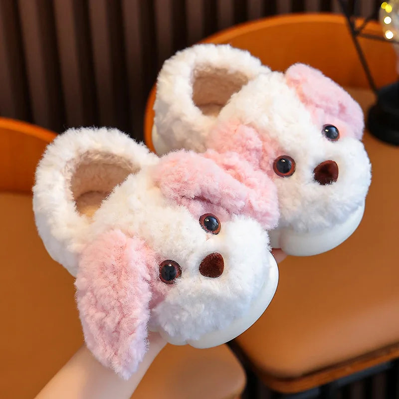 Cute Puppy Dog Slippers for Girls and Boys – All-Season Anti-Slip House Shoes