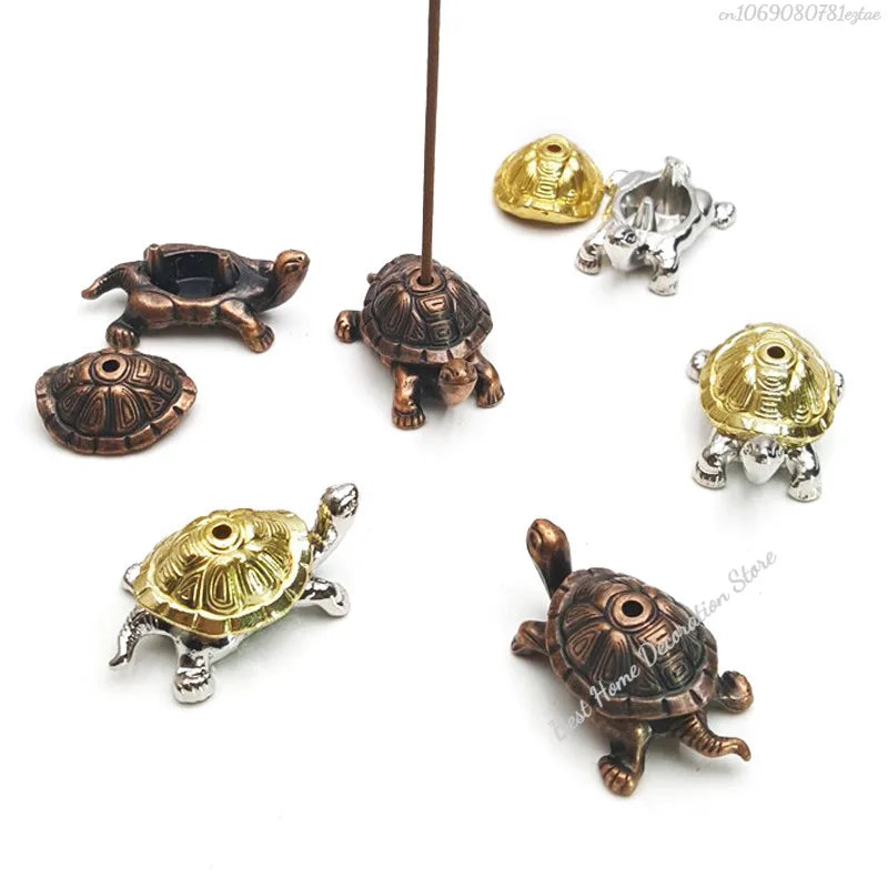1pcs Mini Turtle Shape Incense Censer Sandalwood Stick Holder Vintage Bronze Animal Incense Holder Burner Stand Gift Home Decor