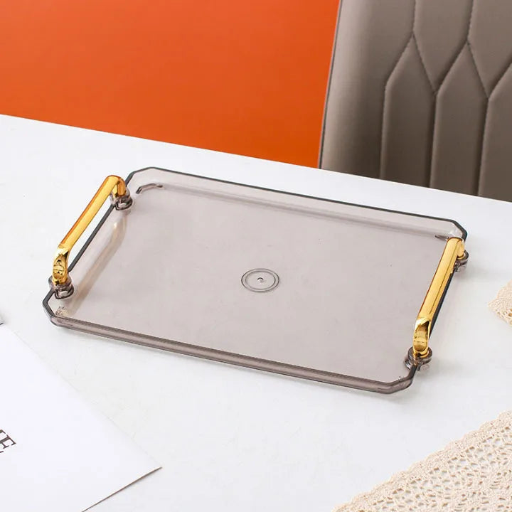 Small&Large Serving Tray with Handles Valet Tray Plastic Serving Tray for Party Kitchen Bathroom Dessert Table Cupcake Display