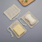 Natural Cotton Soap Saver Bag, 3 Pieces Eco-friendly Handmade lathering Cotton Mesh Soap Pouch For Body Cleansing Skincare