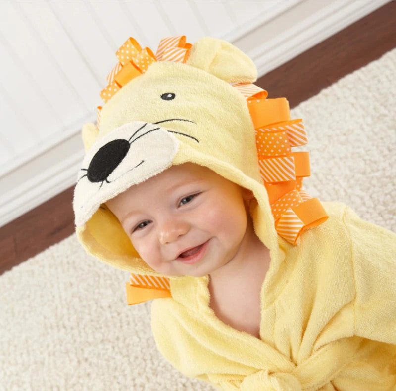 0-2Y Cotton Kids Robes Newborn Bath Towel Hood Cartoon Fashion Sleepwear Girls Boys Bathrobe For Children Baby Receiving Blanket