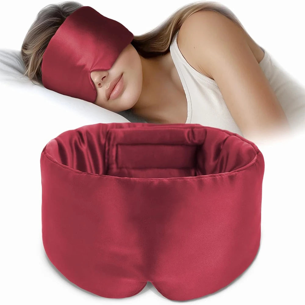 Silk Sleep Mask Soft Pressureless Sleeping Mask 100% Mulberry Silk for Eye Skin Anti Wrinkles,Adjustable Wide Velcro Ear Cover