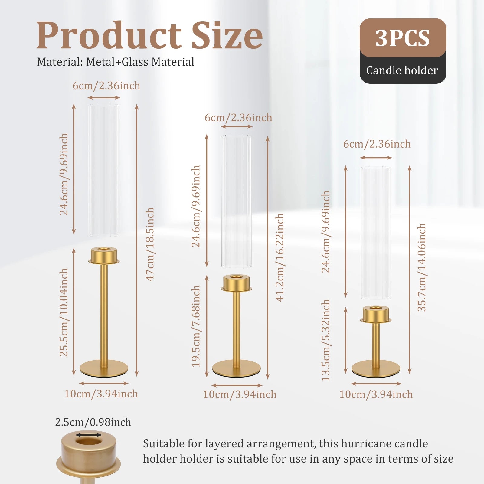 Vintage Elegant Metal Tabletop Candle Holders Suitable Hurricane Candle Holder for Wedding Anniversary Home Hotel Decoration