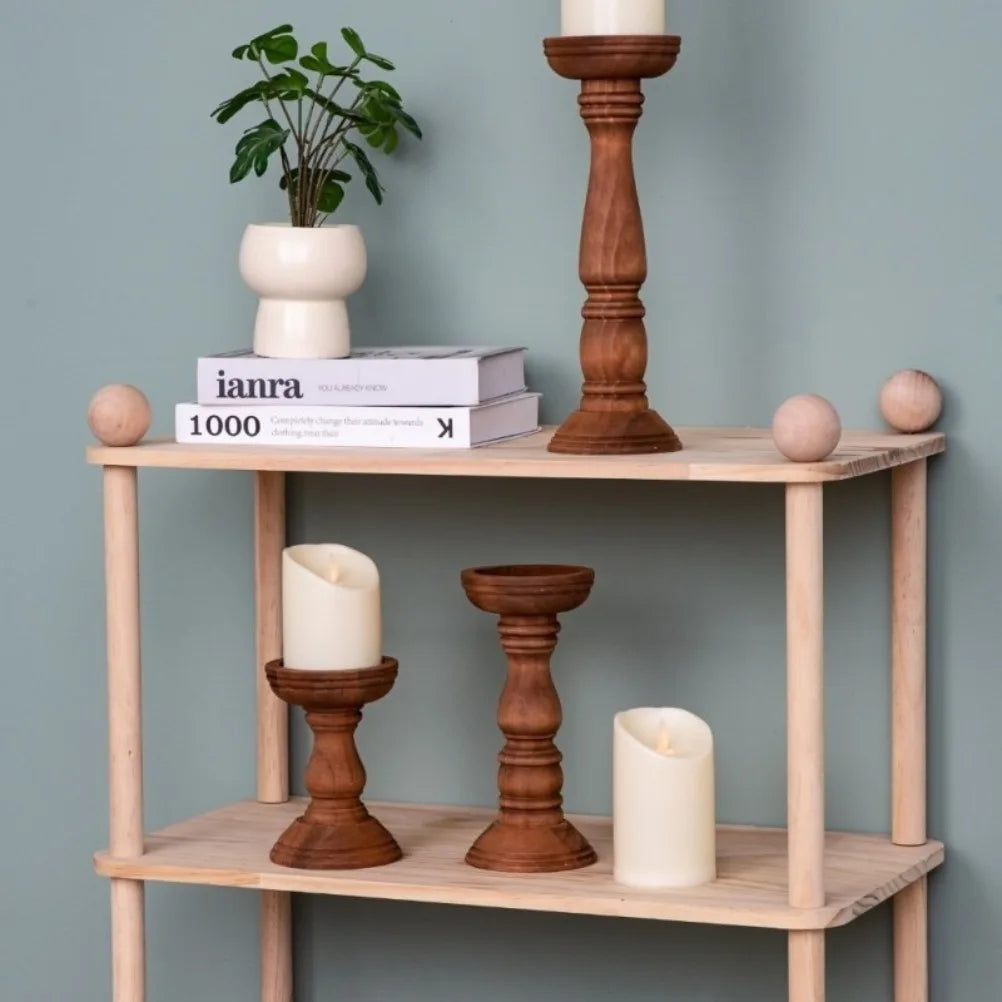 Vintage Wooden Candle Holders 3pcs Valentine's Day Wedding Cylindrical Candle Holder Desktop Decoration Christmas Decoration