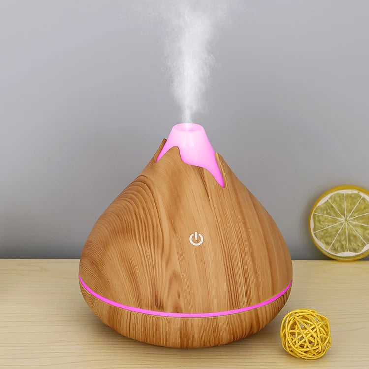 Aromatherapy Essential Oil Diffuser 350ML Wood Grain Remote Control Ultrasonic Air Humidifier Cool with 7 Color LED Light