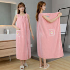 Bath Towel Household Women Wearable Wrap Adults Absorb Water Polyester Dry Hair Skirt Long Style Bathroom Washable Bathrobe