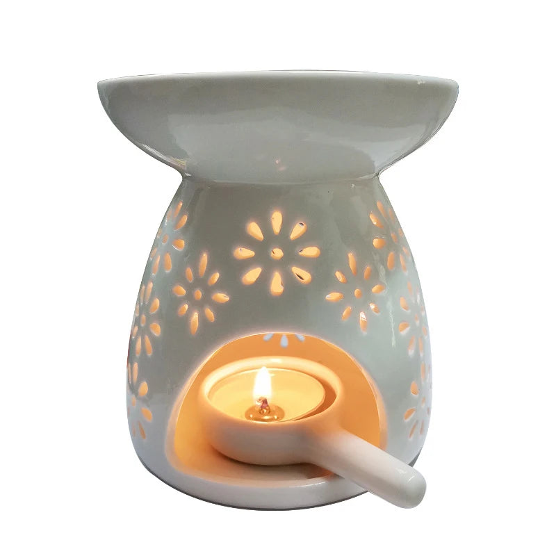 Ceramic Candle Holder Wax Melt Oil Burner Diffuser Fragrance Tray Aromatherapy Furnace Candlestick Home Decoration
