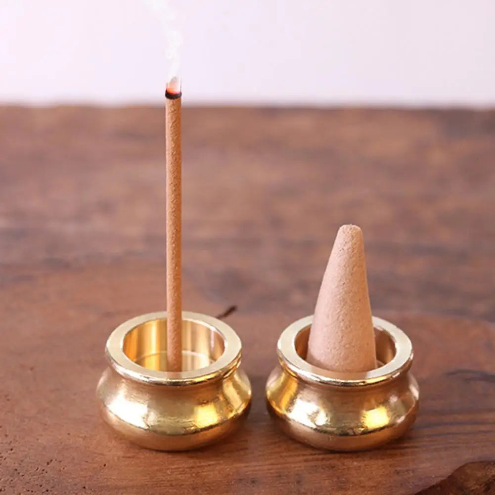 Vintage Brass Mini Incense Burner Stand Cone Shaped Fragrance Aromatherapy Home Decor Buddhism Incense Holder