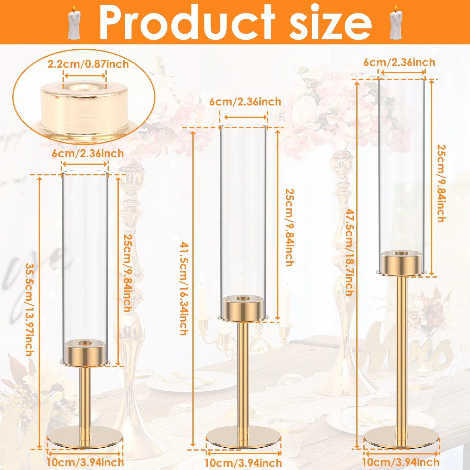 Vintage Elegant Metal Tabletop Candle Holders Suitable Hurricane Candle Holder for Wedding Anniversary Home Hotel Decoration