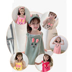 Children's bathrobe super absorbent bath towel soft and lint-free wrap-around bath dress for girls 3-15 years old