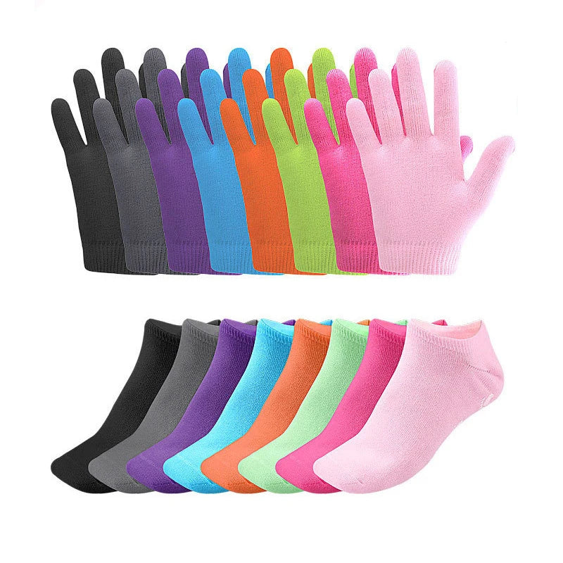1 set Reusable SPA Gel Socks & gloves Moisturizing whitening exfoliating velvet smooth beauty hand foot care silicone socks