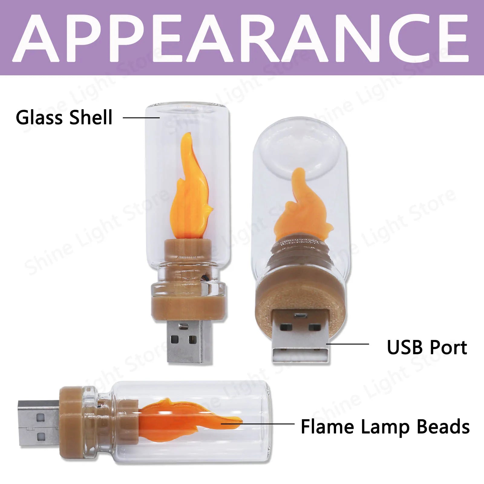 Five Color 5V LED Cob Flash Candle Edison Flame Bulb Night Light Camping Festival Decoration LED Lighting Bulb Accessories DIY