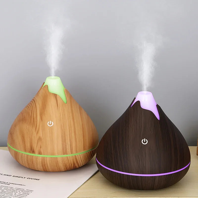 Aromatherapy Essential Oil Diffuser 350ML Wood Grain Remote Control Ultrasonic Air Humidifier Cool with 7 Color LED Light