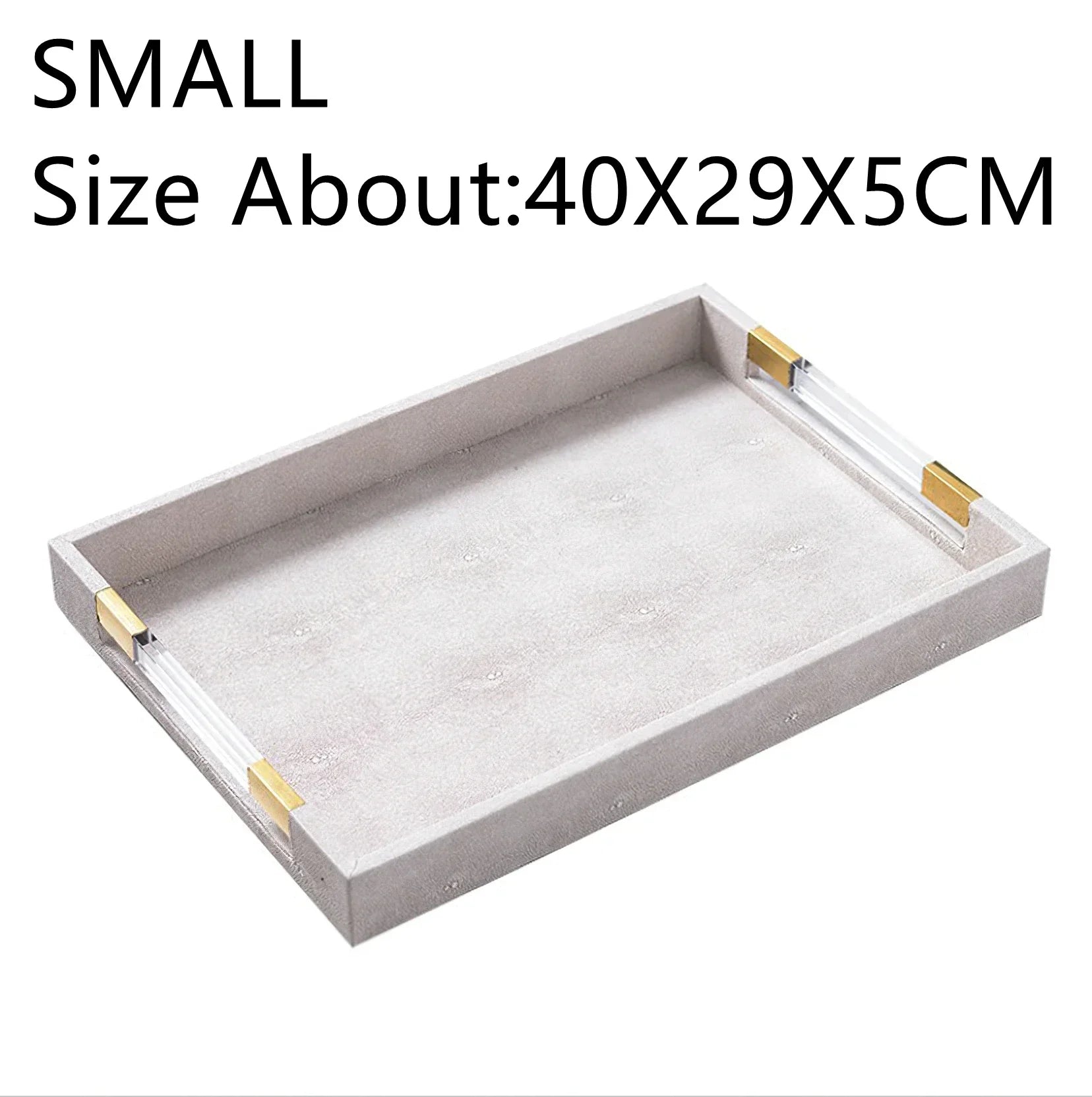 Metal Tray Leather Acrylic Gary Rectangular Jewelry Display Serving Plate Storage Decoration Home Kitchen Organizer Supplies
