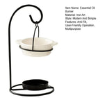 Essential Oil Burner Ceramic Aromatherapy Diffuser Oil Burner with Iron Tea Light Candle Holder Essential Oil Fragrance Diffuser