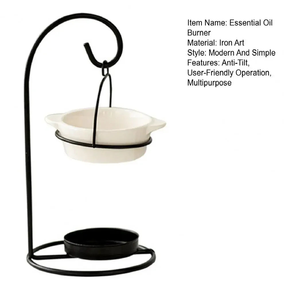 Essential Oil Burner Ceramic Aromatherapy Diffuser Oil Burner with Iron Tea Light Candle Holder Essential Oil Fragrance Diffuser