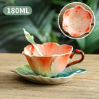 180ML Sun Flower Mug European Couple Afternoon Tea Coffee Cup Saucer Set Home Office Ceramic Tea Cup Drinking Set Wedding Gift