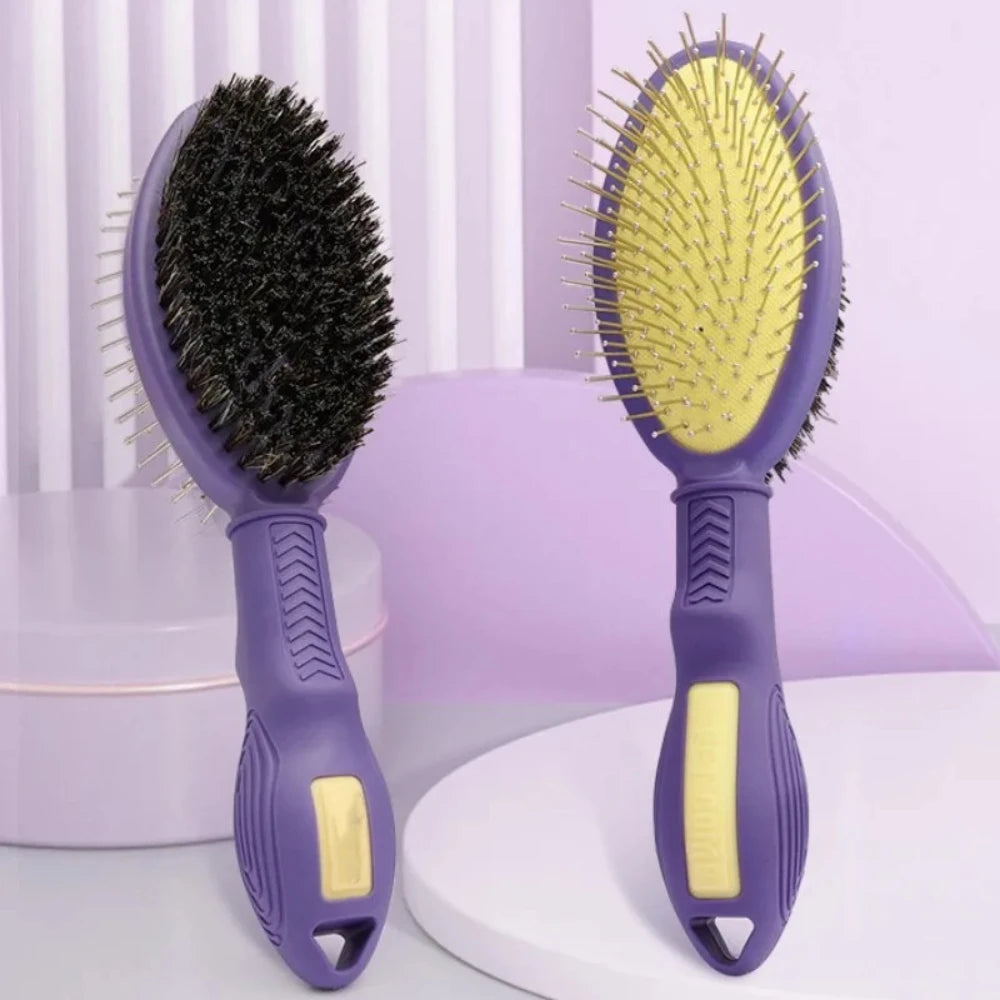 Dog Comb Double Sided Dog Brush Pet Hair Remover Massage Dogs Brush Pet Grooming Comfortable Handle Dogs Hair Brush Pet Supplies