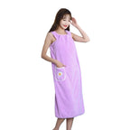 Bath Towel Wrap Dress for Women - Long Style Skirt, Quick-Dry Hair, Wearable and Washable Polyester Robe Quick-Dry  Compressed