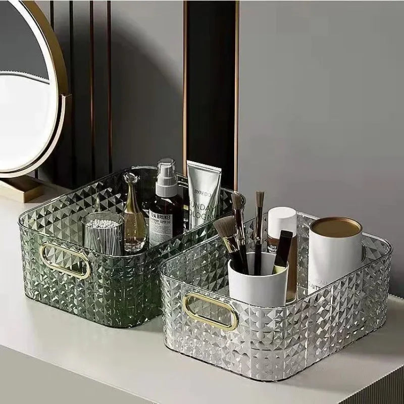 Box storage bathroom accessories Poatable With Handle Kitchen Desktop Makeup Organizers Basket Jewelry organizer Box