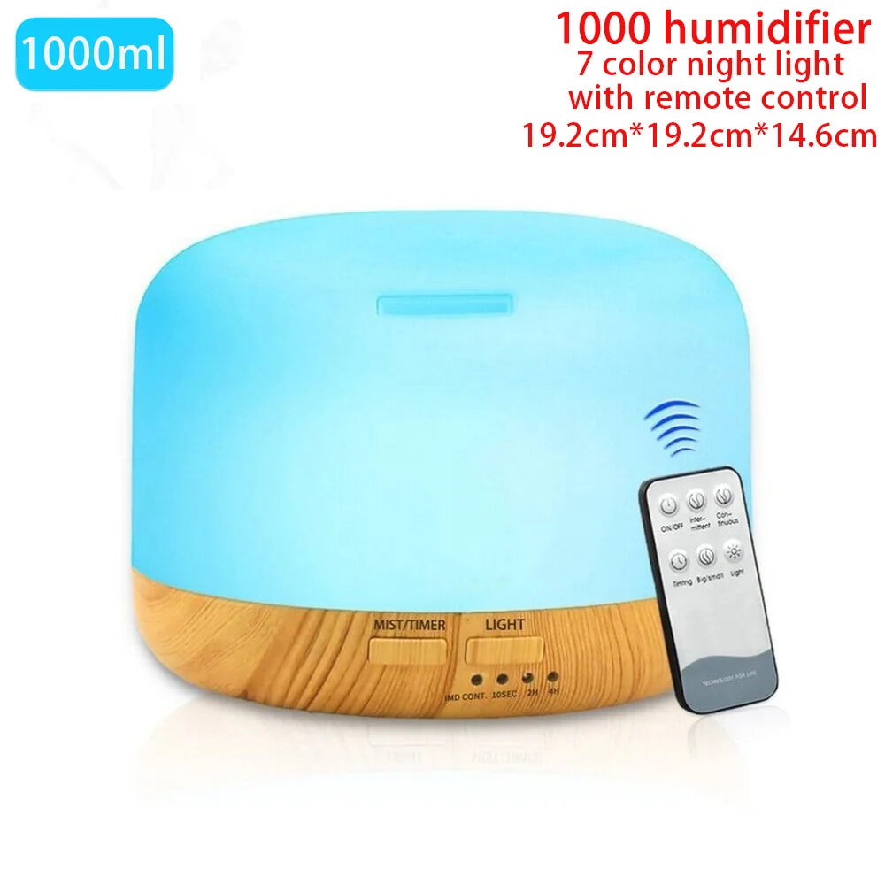 Aroma Diffuser Essential Oil Diffusor Air Humidifier Ultrasonic Remote Control 7 Color LED Lamp Mist Maker For Home 300ml 500ml