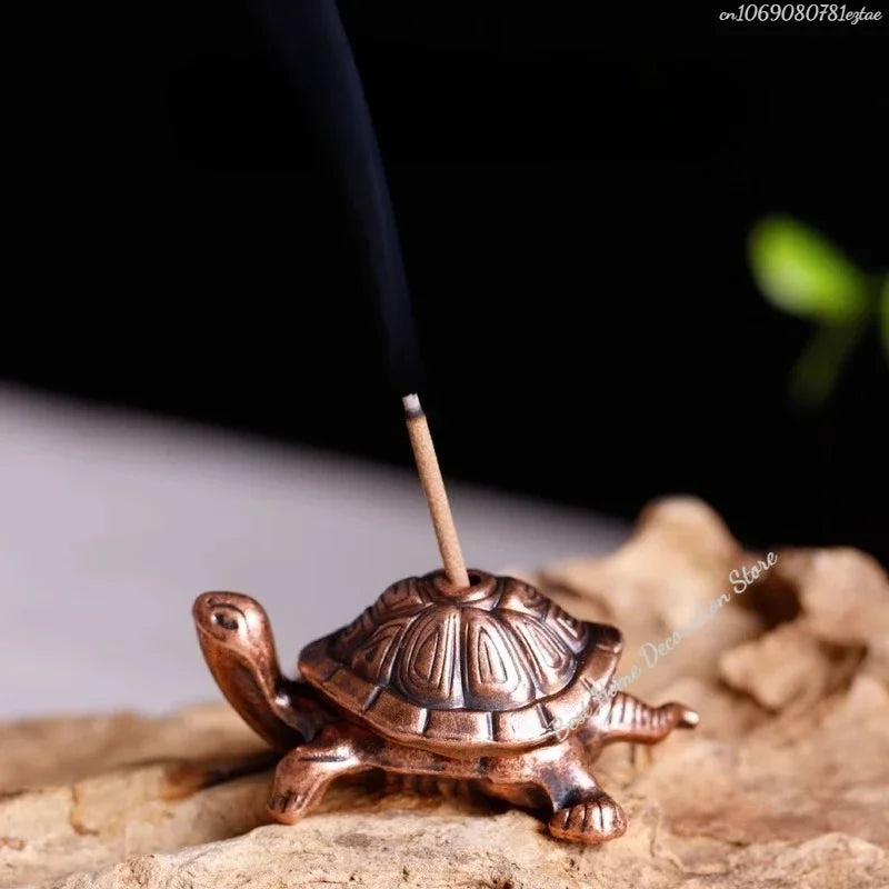 1pcs Mini Turtle Shape Incense Censer Sandalwood Stick Holder Vintage Bronze Animal Incense Holder Burner Stand Gift Home Decor