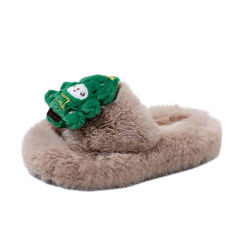 Kids Warm Slippers Santa Claus Cute Children Cross Plush Shoes Christmas Gift 2025 Winter New Girls Casual Shoes Soft Bottom