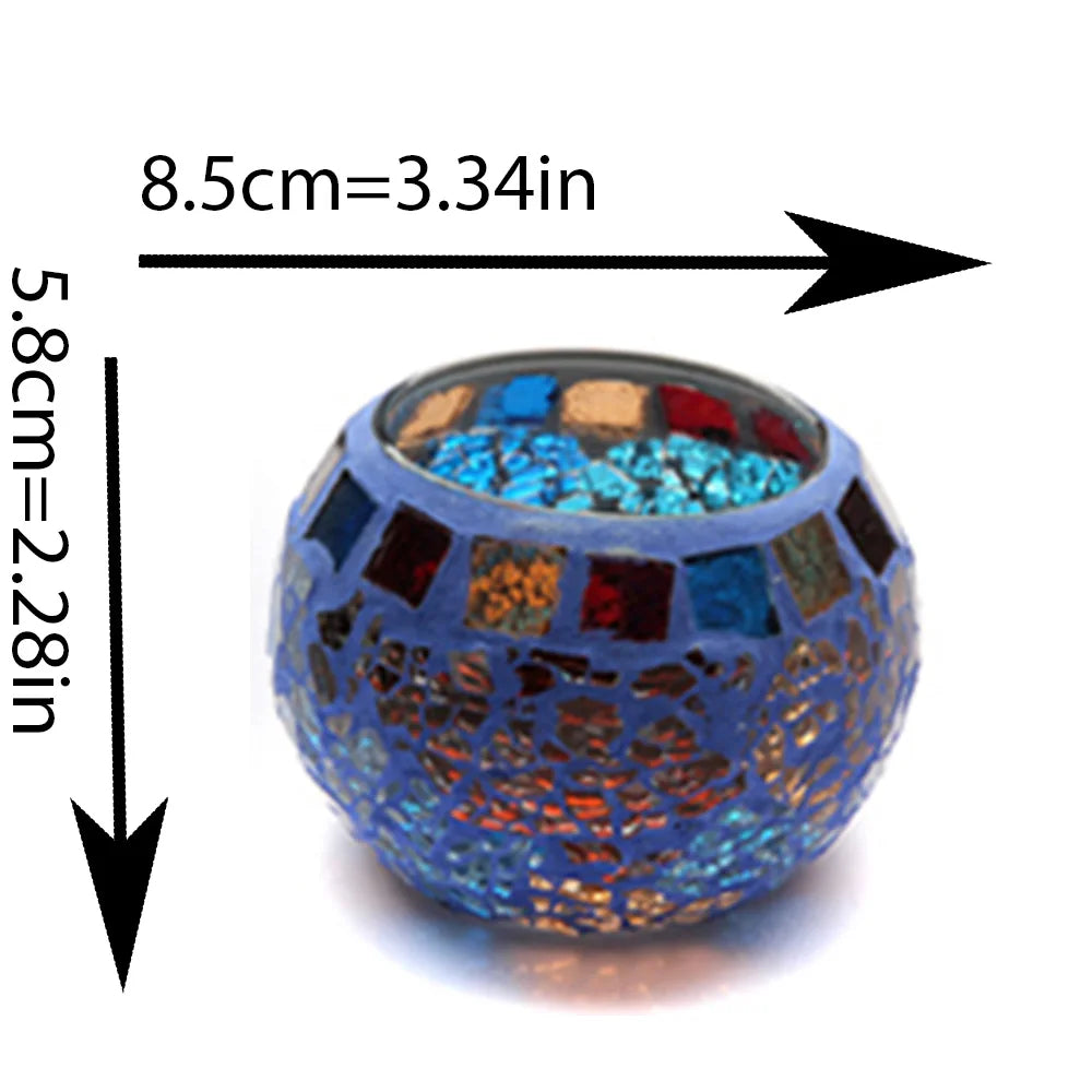 1 Piece Moroccan Style Candle Holder Glass Handmade Patch Romantic Candlelight Dinner Bar Home Restaurant Decoration Ornaments