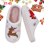 Christmas Women Slippers Cute Santa Claus Elk Winter Warm Couple Houseshoes Bedroom Flat Soft Sole Home Slippers Shoes Xmas Gift
