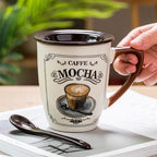European Light Luxury Ceramic Coffee Cups High Value Vintage Large Capacity Latte Mug With Lid Spoon Home Water Cups Drinkware