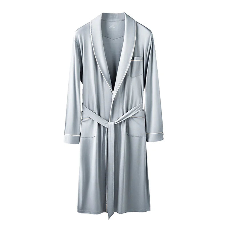 Men Robes Ultra Fine Modal Lounge Robe for Autumn and Winter Soft Silky Bath Robe for Men