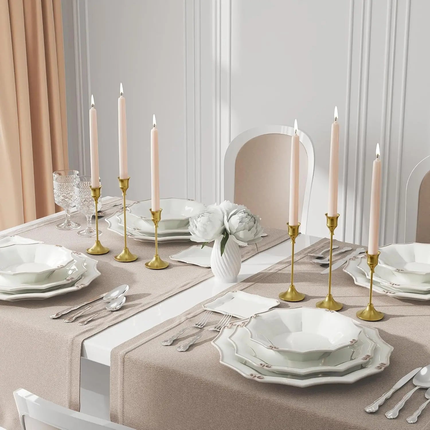 Brass Gold Candlestick Holders Taper Candle Holders Set of 3 Vintage Decor for Wedding Dinning Party