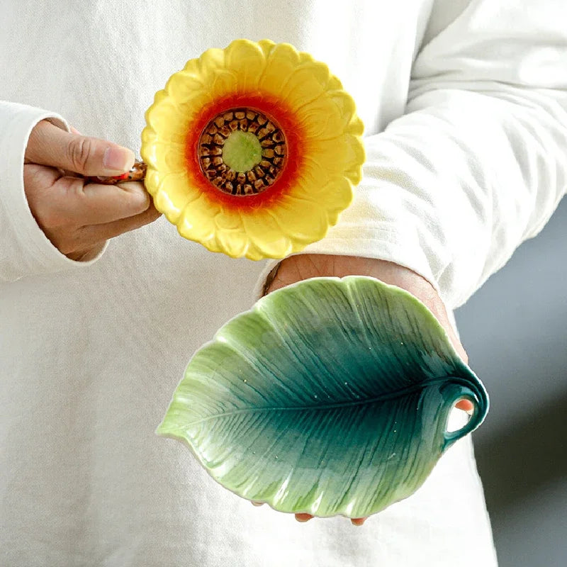 180ML Sun Flower Mug European Couple Afternoon Tea Coffee Cup Saucer Set Home Office Ceramic Tea Cup Drinking Set Wedding Gift