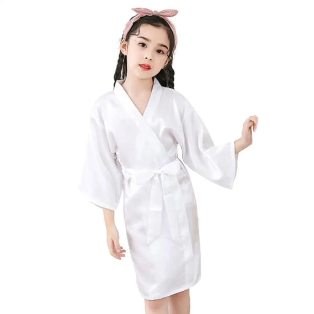 Kids Bathrobe Girls Silk Robe Satin Robe Children Satin Sleepwear Dressing Gown Summer Sleepwear Boys Girls Pajamas Bath Robe