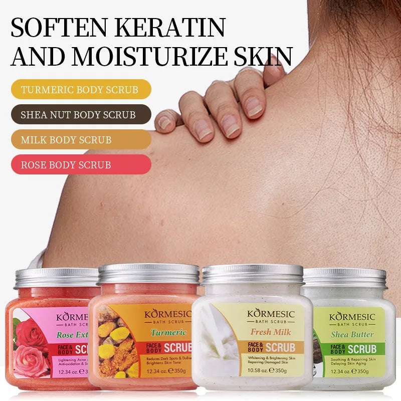Body Scrub Cream Exfoliating Deep Cleansing Shea  Moisturizing Deep Cleansing Turmeric Milk Rose Gentle Tender  Smooth Skin Care